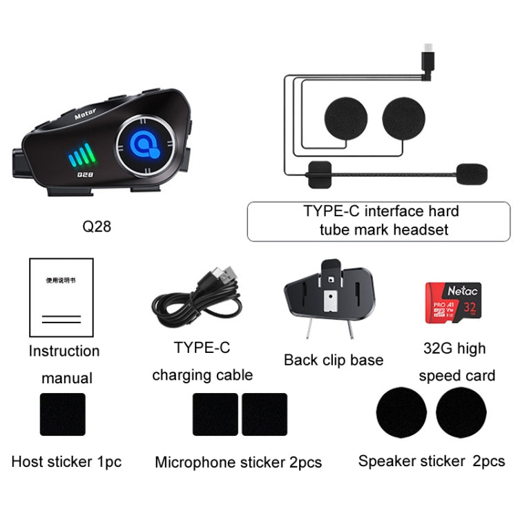 KUQIBAO Q28 Motorcycle Riding Helmet Bluetooth-compatible Headset Recorder(Hard Microphone) - free shipping - PMC TechLife - Order now!