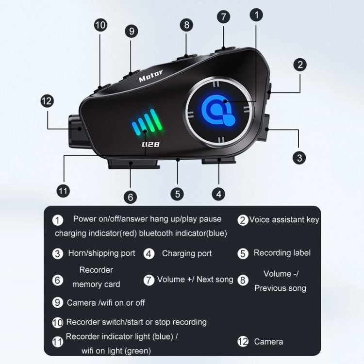 KUQIBAO Q28 Motorcycle Riding Helmet Bluetooth-compatible Headset Recorder(2 In 1 Microphone) - free shipping - PMC TechLife - Order now!