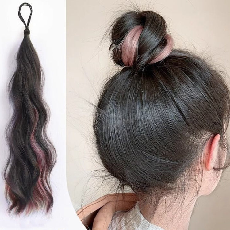 Self-Tying Ball-Head Wig Hair Bundle Simulation Hair Bands(Brown Black Highlight Pink) - free shipping - PMC TechLife - Order now!