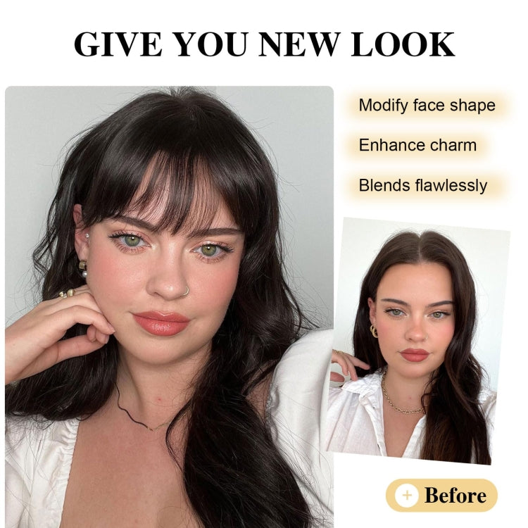 Chemical Fiber Wigs Thin Air Bangs Clip-on Wigs, Color: Natural Black with Sideburns - free shipping - PMC TechLife - Order now!