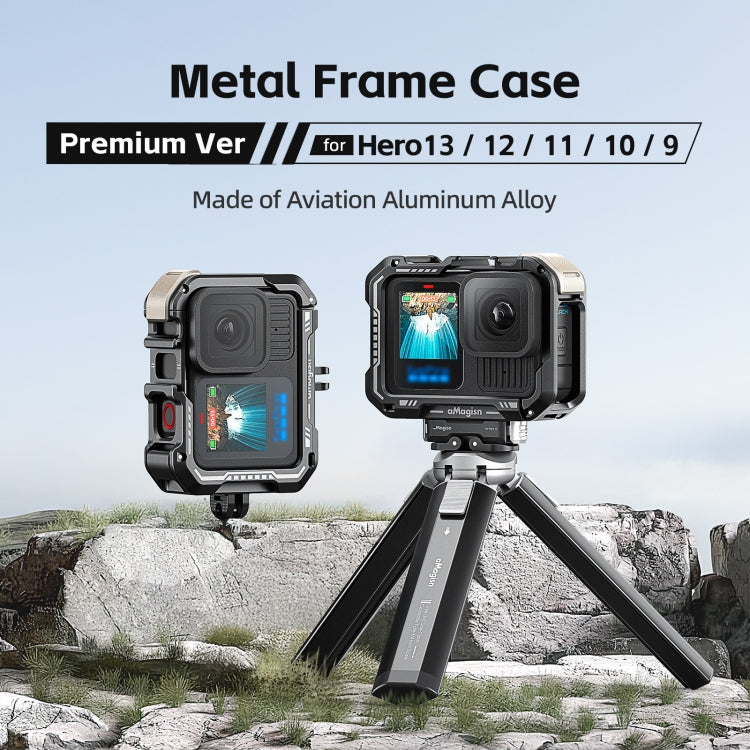 AMagisn Upgrade Ver Metal Rabbit Cage For GoPro HERO13 Black / HERO12 Black / HERO11 Black / HERO10 Black / HERO9 Black(Black) - free shipping - PMC TechLife - Order now!