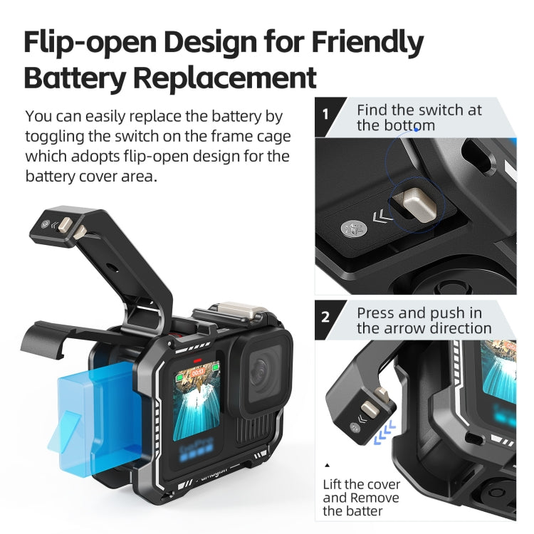 AMagisn Upgrade Ver Metal Rabbit Cage For GoPro HERO13 Black / HERO12 Black / HERO11 Black / HERO10 Black / HERO9 Black(Black) - free shipping - PMC TechLife - Order now!