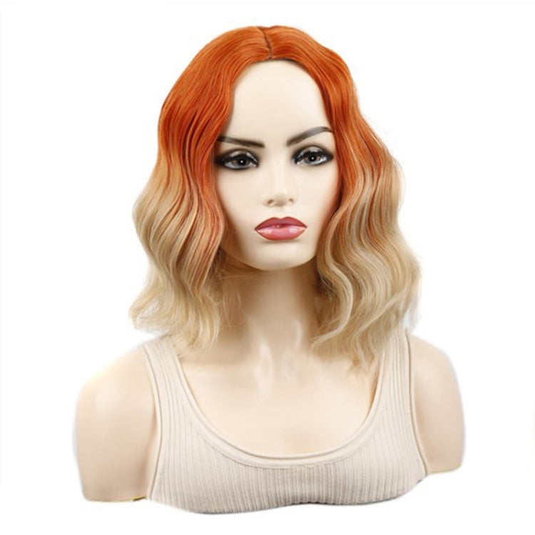 Water Wave Ripple Short Curly Hair With Bangs Fluffy Wig Headcovers, Color: Orange Red Brown - free shipping - PMC TechLife - Order now!