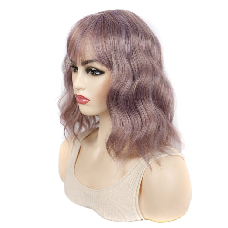 Water Wave Ripple Short Curly Hair With Bangs Fluffy Wig Headcovers, Color: Chestnut Color - free shipping - PMC TechLife - Order now!