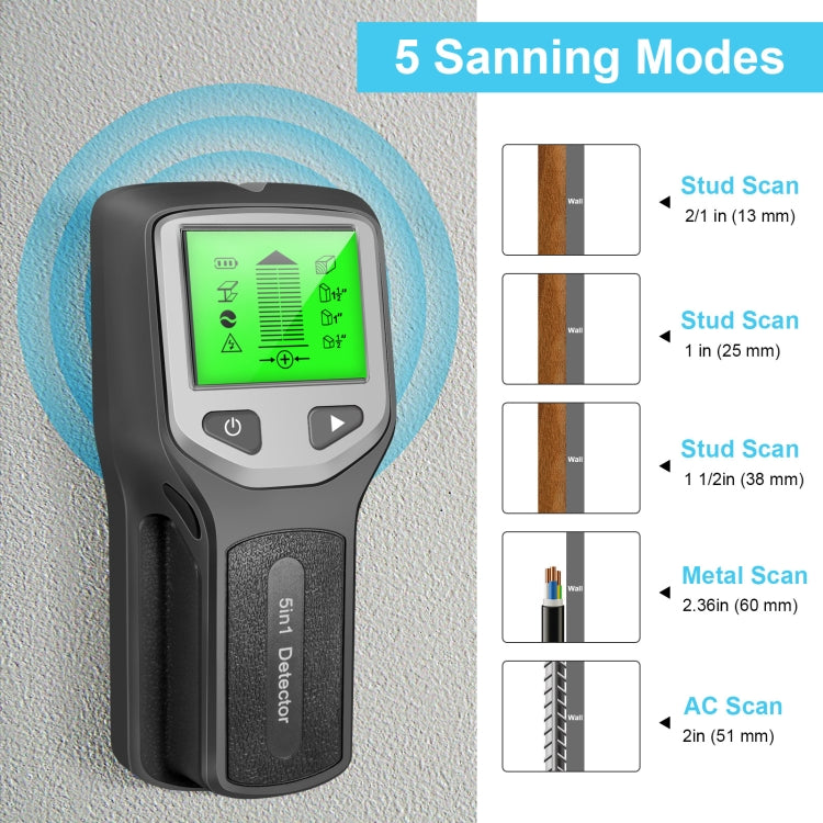 HLW330 5-in-1 Wall Stud Detector Edge Center Wood Current Metal AC Wires Detection(Orange) - Metal Detector by PMC TechLife | Online Shopping South Africa | PMC TechLife | Buy Now Pay Later Mobicred