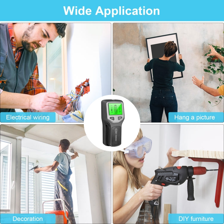 HLW330 5-in-1 Wall Stud Detector Edge Center Wood Current Metal AC Wires Detection(Black) - Metal Detector by PMC TechLife | Online Shopping South Africa | PMC TechLife | Buy Now Pay Later Mobicred