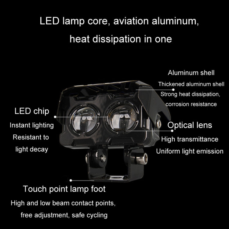 20W Motorcycle Spotlight High Bright Two Color Modified External Waterproof LED Lens Headlight(Always Bright - 3 Wire) - Headlights by PMC TechLife | Online Shopping South Africa | PMC TechLife | Buy Now Pay Later Mobicred