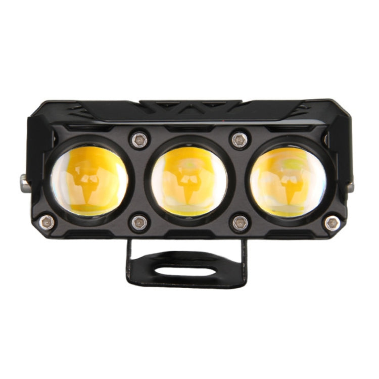 35W Motorcycle Spotlight Dual Color LED Headlight Triple Eye Waterproof Headlight, Model: Straight Bright-Near Yellow+Far White (3 Wires) - Headlights by PMC Jewellery | Online Shopping South Africa | PMC Jewellery | Buy Now Pay Later Mobicred
