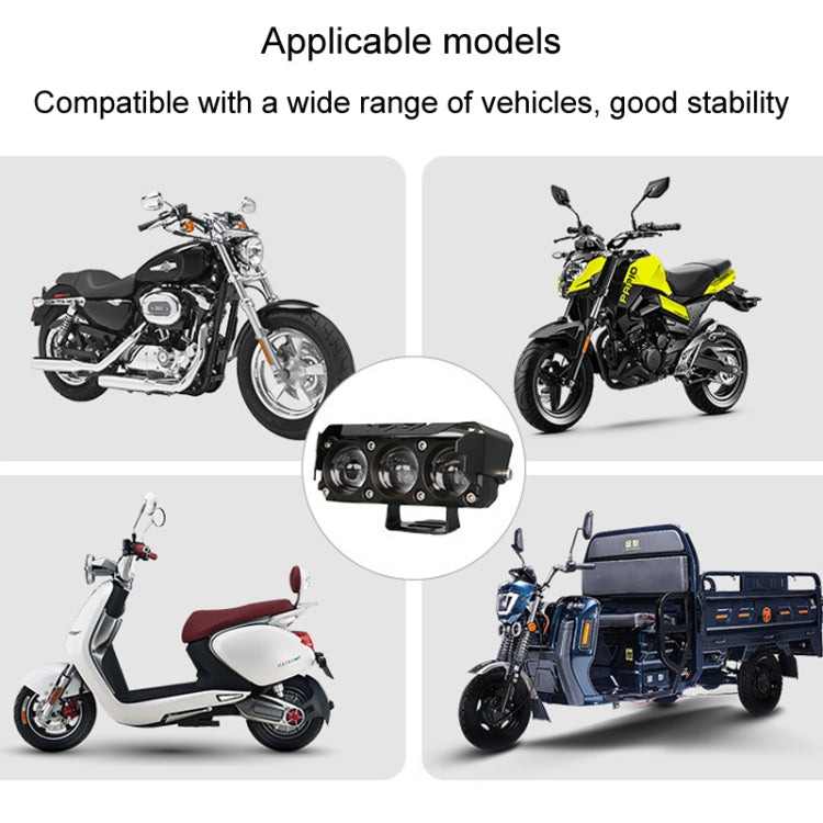 35W Motorcycle Spotlight Dual Color LED Headlight Triple Eye Waterproof Headlight, Model: Straight Bright-Near Yellow+Far White (3 Wires) - Headlights by PMC Jewellery | Online Shopping South Africa | PMC Jewellery | Buy Now Pay Later Mobicred