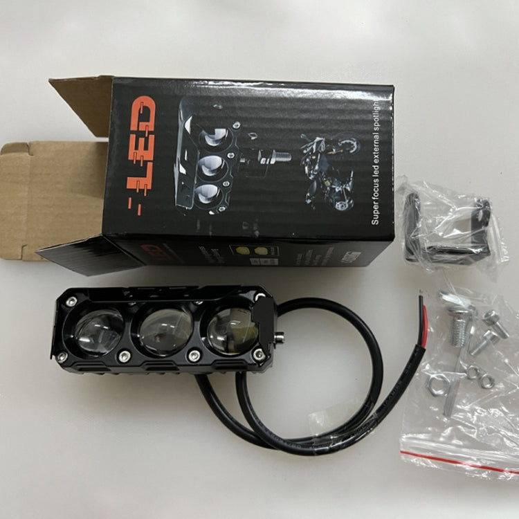 35W Motorcycle Spotlight Dual Color LED Headlight Triple Eye Waterproof Headlight, Model: Straight Bright-Near White+Far White (3 Wires) - Headlights by PMC Jewellery | Online Shopping South Africa | PMC Jewellery | Buy Now Pay Later Mobicred