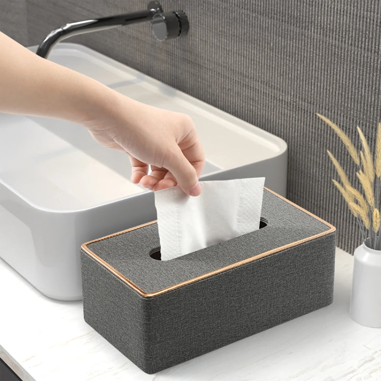 Home Decor Tissue Box Cover Desktop Gold Rim Faux Leather Napkin Holder Toilet Paper Storage Box, Size: Large(Beige) - Storage Boxes by PMc TechLife | Online Shopping South Africa | PMc TechLife | Buy Now Pay Later Mobicred