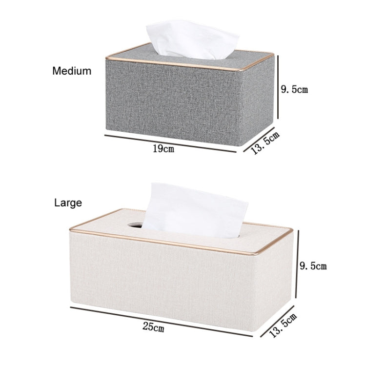 Home Decor Tissue Box Cover Desktop Gold Rim Faux Leather Napkin Holder Toilet Paper Storage Box, Size: Medium(Gray) - Storage Boxes by PMc TechLife | Online Shopping South Africa | PMc TechLife | Buy Now Pay Later Mobicred