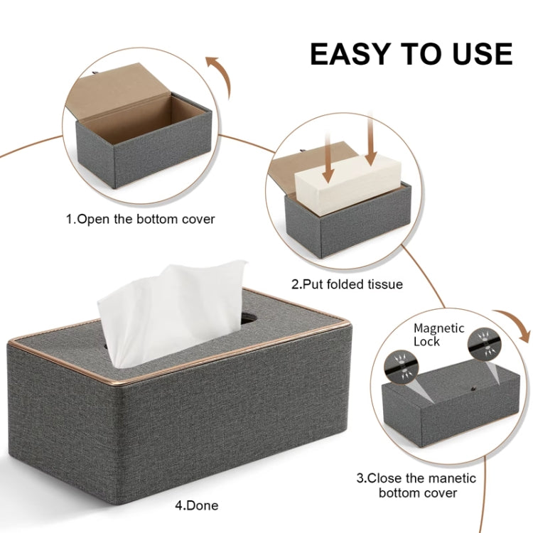 Home Decor Tissue Box Cover Desktop Gold Rim Faux Leather Napkin Holder Toilet Paper Storage Box, Size: Large(Beige) - Storage Boxes by PMc TechLife | Online Shopping South Africa | PMc TechLife | Buy Now Pay Later Mobicred