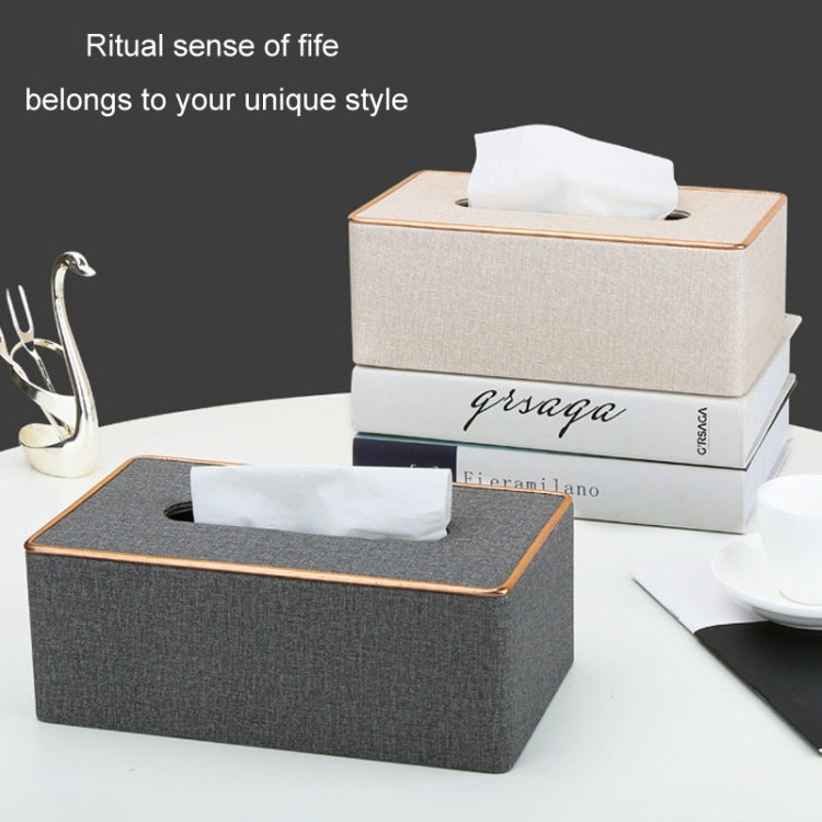 Home Decor Tissue Box Cover Desktop Gold Rim Faux Leather Napkin Holder Toilet Paper Storage Box, Size: Large(Beige) - Storage Boxes by PMc TechLife | Online Shopping South Africa | PMc TechLife | Buy Now Pay Later Mobicred