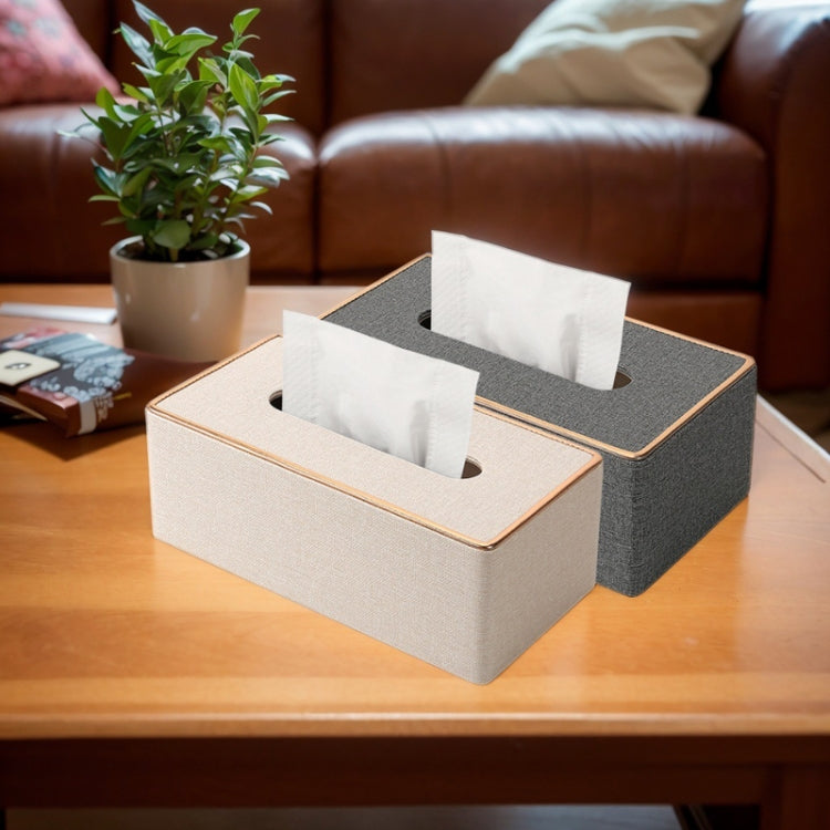 Home Decor Tissue Box Cover Desktop Gold Rim Faux Leather Napkin Holder Toilet Paper Storage Box, Size: Medium(Gray) - Storage Boxes by PMc TechLife | Online Shopping South Africa | PMc TechLife | Buy Now Pay Later Mobicred