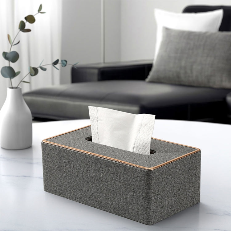 Home Decor Tissue Box Cover Desktop Gold Rim Faux Leather Napkin Holder Toilet Paper Storage Box, Size: Large(Gray) - Storage Boxes by PMc TechLife | Online Shopping South Africa | PMc TechLife | Buy Now Pay Later Mobicred