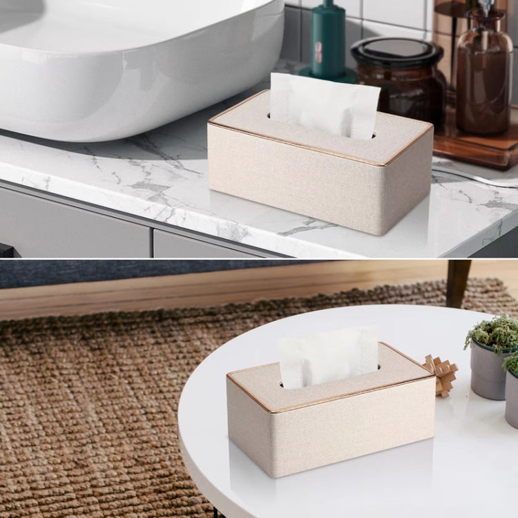 Home Decor Tissue Box Cover Desktop Gold Rim Faux Leather Napkin Holder Toilet Paper Storage Box, Size: Large(Gray) - Storage Boxes by PMc TechLife | Online Shopping South Africa | PMc TechLife | Buy Now Pay Later Mobicred