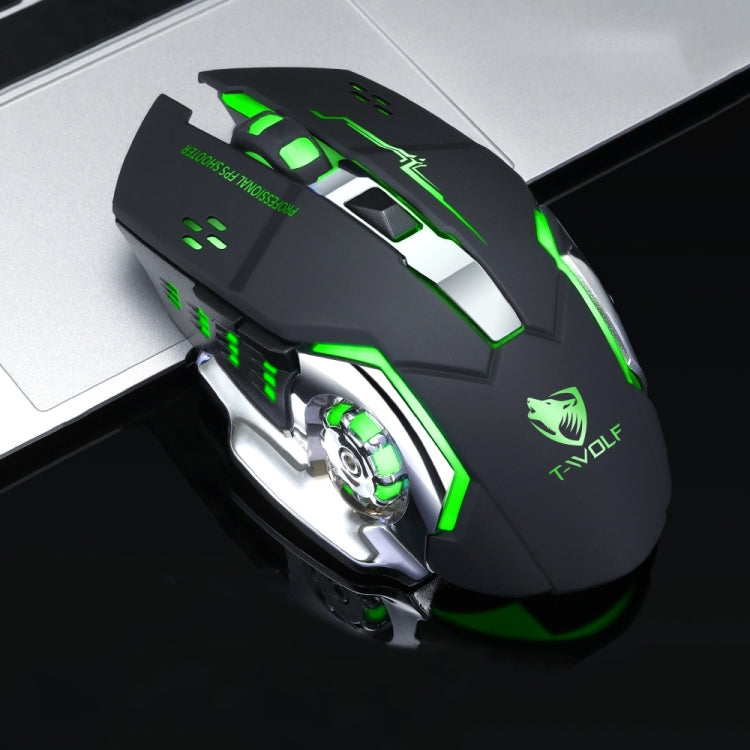 T-WOLF Q13 2.4GHz 6-keys RGB Colorful Light Gaming Wireless Mouse, Color: Dual Mode Black - Wireless Mice by T-WOLF | Online Shopping South Africa | PMC TechLife | Buy Now Pay Later Mobicred