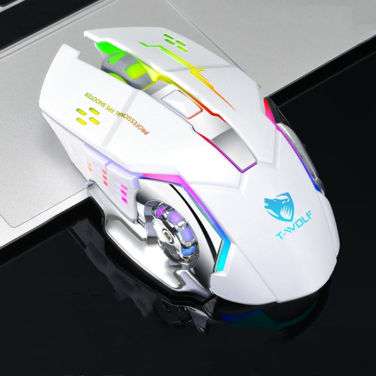T-WOLF Q13 2.4GHz 6-keys RGB Colorful Light Gaming Wireless Mouse, Color: Dual Mode White - Wireless Mice by T-WOLF | Online Shopping South Africa | PMC TechLife | Buy Now Pay Later Mobicred