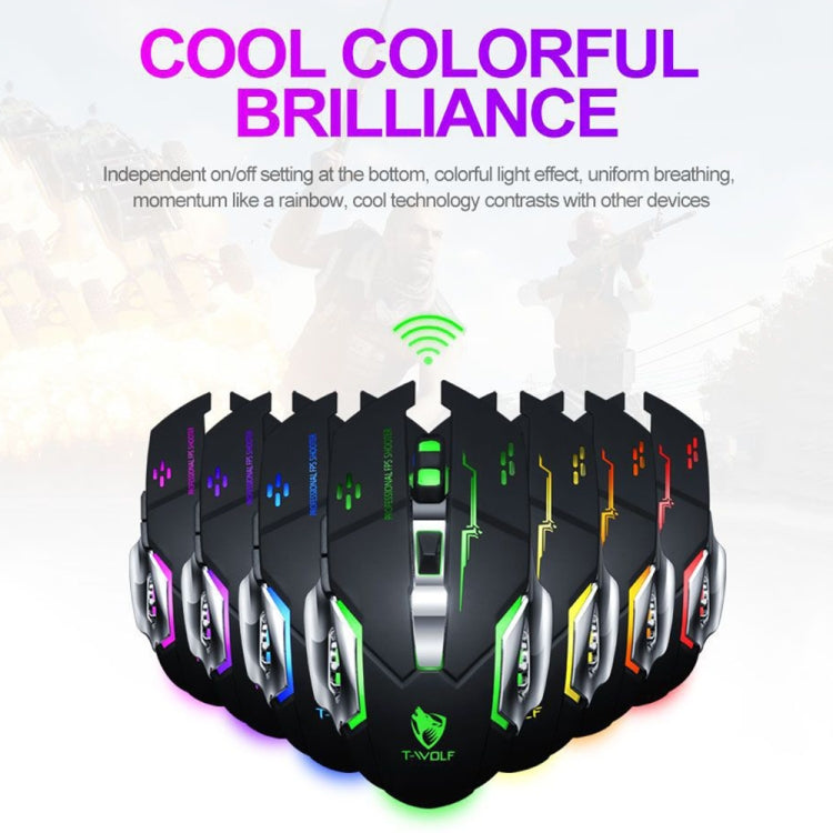 T-WOLF Q13 2.4GHz 6-keys RGB Colorful Light Gaming Wireless Mouse, Color: Single Mode White - Wireless Mice by T-WOLF | Online Shopping South Africa | PMC TechLife | Buy Now Pay Later Mobicred