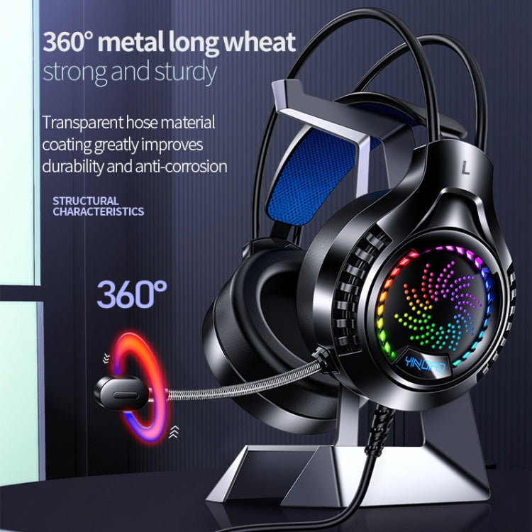 YINDIAO Q7 Colorful Light Computer Wired Headset USB Gaming Headset USB7.1 Sound Card Pink - Multimedia Headset by YINDIAO | Online Shopping South Africa | PMC TechLife | Buy Now Pay Later Mobicred