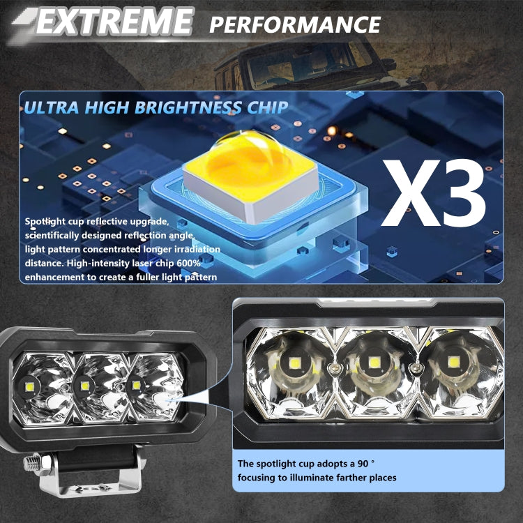 E23 40W 9V-30V 5 Inch Waterproof 3-Eye Headlight(Floodlight White Light) - free shipping - PMC Jewellery - Order now!