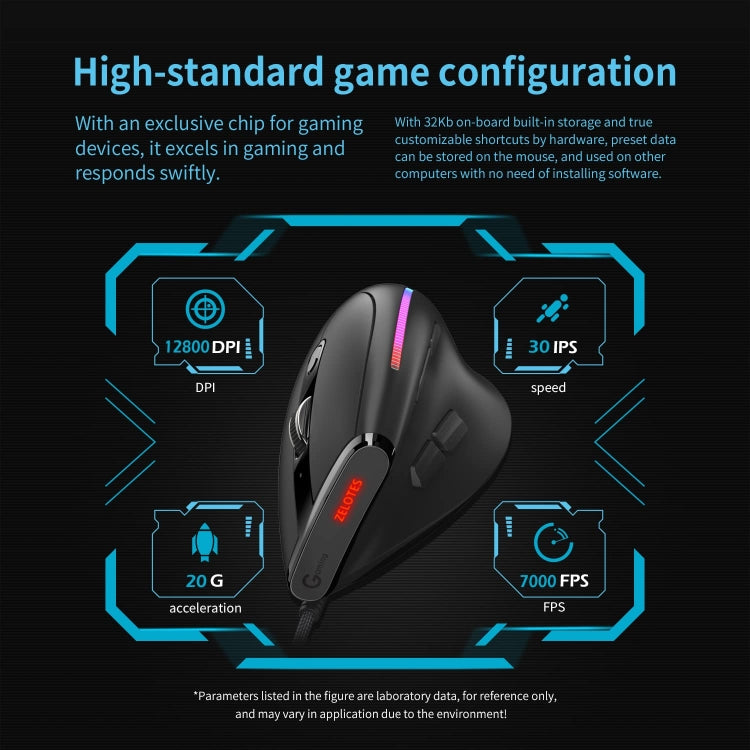 ZELOTES T50 9-Keys RGB Lighting Effect Vertical Grip Ergonomic Programming Wired Mouse(Black) - free shipping - PMC TechLife - Order now!