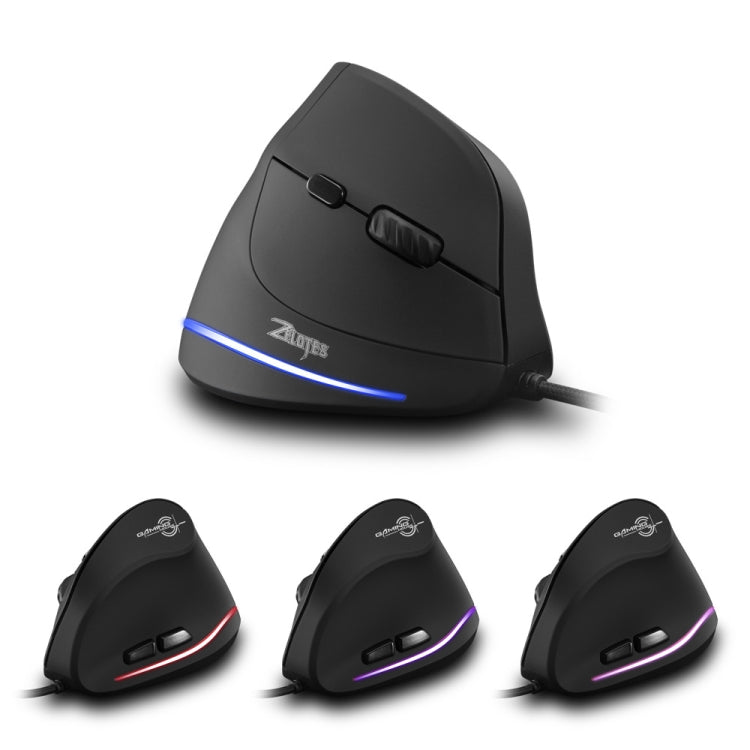 ZELOTES T20 6-Keys Vertical Grip Ergonomic Laptop Wired Mouse(Black) - Wired Mice by ZELOTES | Online Shopping South Africa | PMC TechLife | Buy Now Pay Later Mobicred