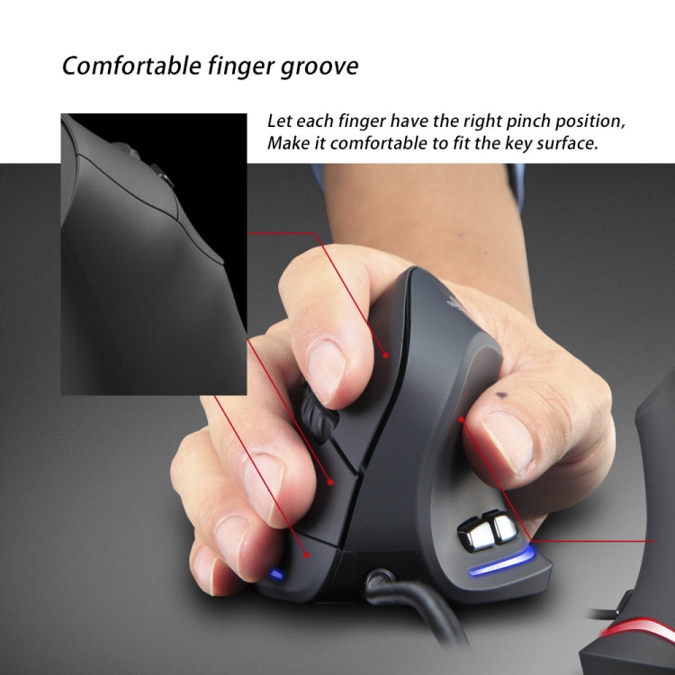 ZELOTES T20 6-Keys Vertical Grip Ergonomic Laptop Wired Mouse(Black) - Wired Mice by ZELOTES | Online Shopping South Africa | PMC TechLife | Buy Now Pay Later Mobicred