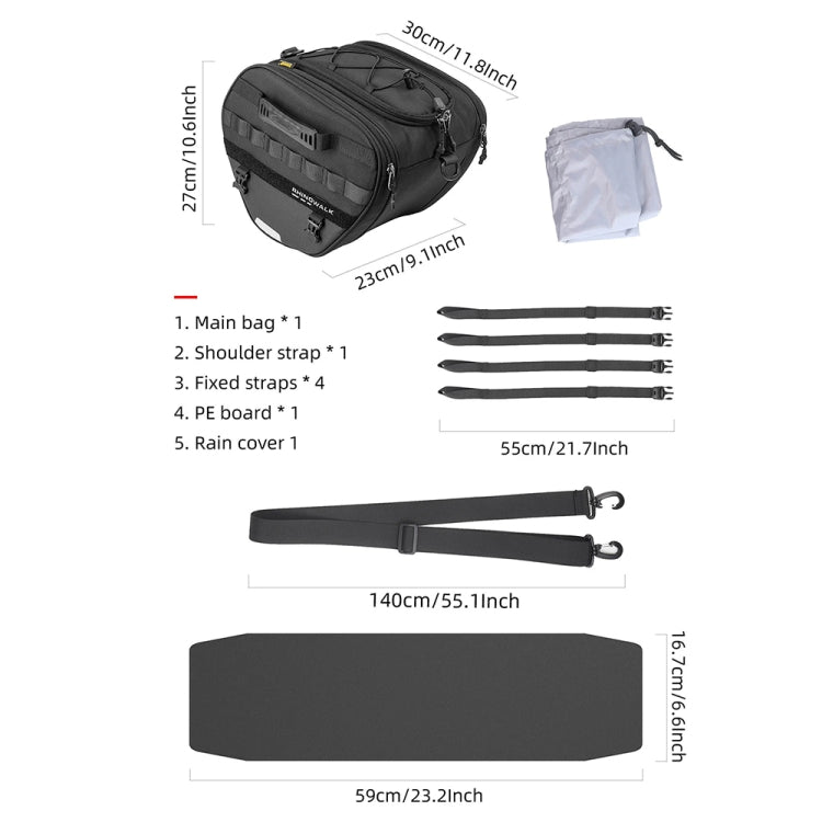 Rhinowalk MTR5001 15L Scooter Front Bag Large Capacity Curved Beam Motorcycle Rear Seat Bag(Black) - free shipping - PMC Jewellery - Order now!