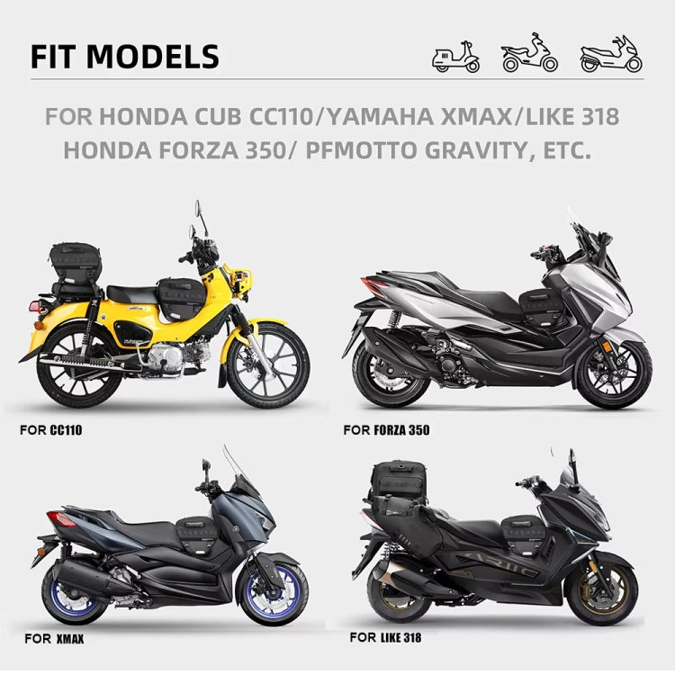 Rhinowalk MTR5001 15L Scooter Front Bag Large Capacity Curved Beam Motorcycle Rear Seat Bag(Black) - free shipping - PMC Jewellery - Order now!