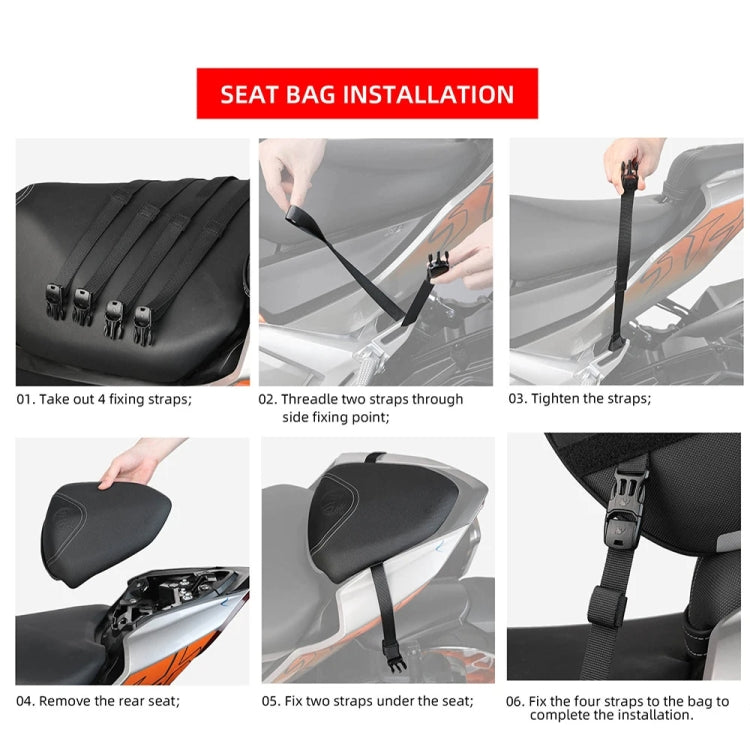 Rhinowalk MTR5001 15L Scooter Front Bag Large Capacity Curved Beam Motorcycle Rear Seat Bag(Black) - free shipping - PMC Jewellery - Order now!