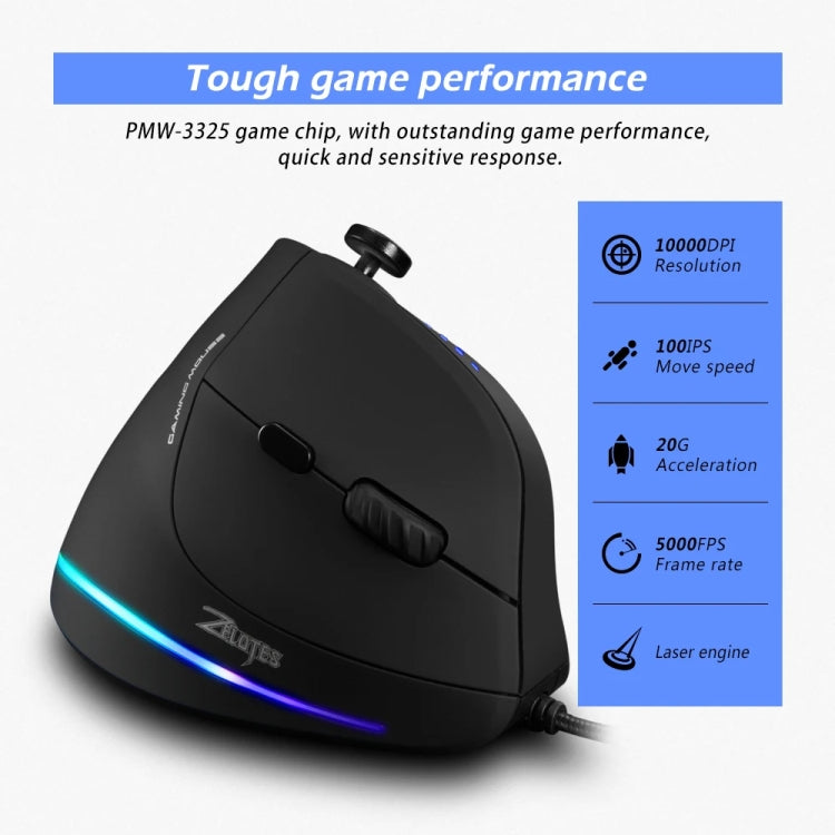 ZELOTES C18 11-Keys RGB Vertical Grip Ergonomic Joystick Programming Gaming Wired Mouse(Black) - Wired Mice by ZELOTES | Online Shopping South Africa | PMC TechLife | Buy Now Pay Later Mobicred