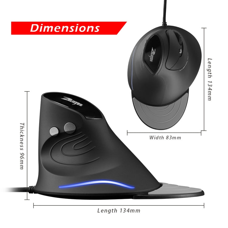 ZELOTES T30 6-keys Vertical Grip Detachable Ergonomic Wired Mouse(7-color Breathing Light) - free shipping - PMC TechLife - Order now!