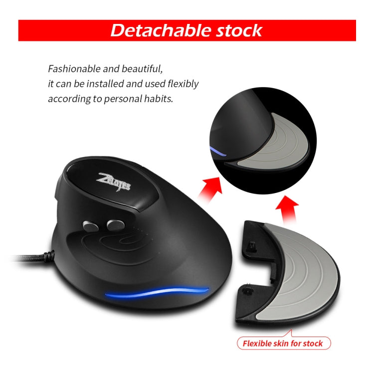 ZELOTES T30 6-keys Vertical Grip Detachable Ergonomic Wired Mouse(7-color Breathing Light) - free shipping - PMC TechLife - Order now!