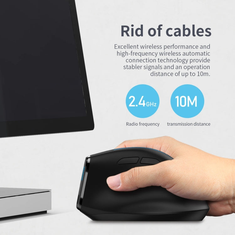 ZELOTES F36A 6-Buttons Vertical Grip Ergonomic Rechargeable Wireless Mouse(Black) - Wireless Mice by ZELOTES | Online Shopping South Africa | PMC TechLife | Buy Now Pay Later Mobicred