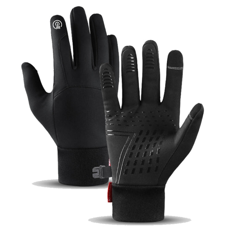 Kyncilor Waterproof Cycling Warm Gloves Two-finger Touch Screen Ultra-soft Velvet Outdoor Gloves, Size: M(Black) - Full Finger Gloves by Kyncilor | Online Shopping South Africa | PMC TechLife | Buy Now Pay Later Mobicred