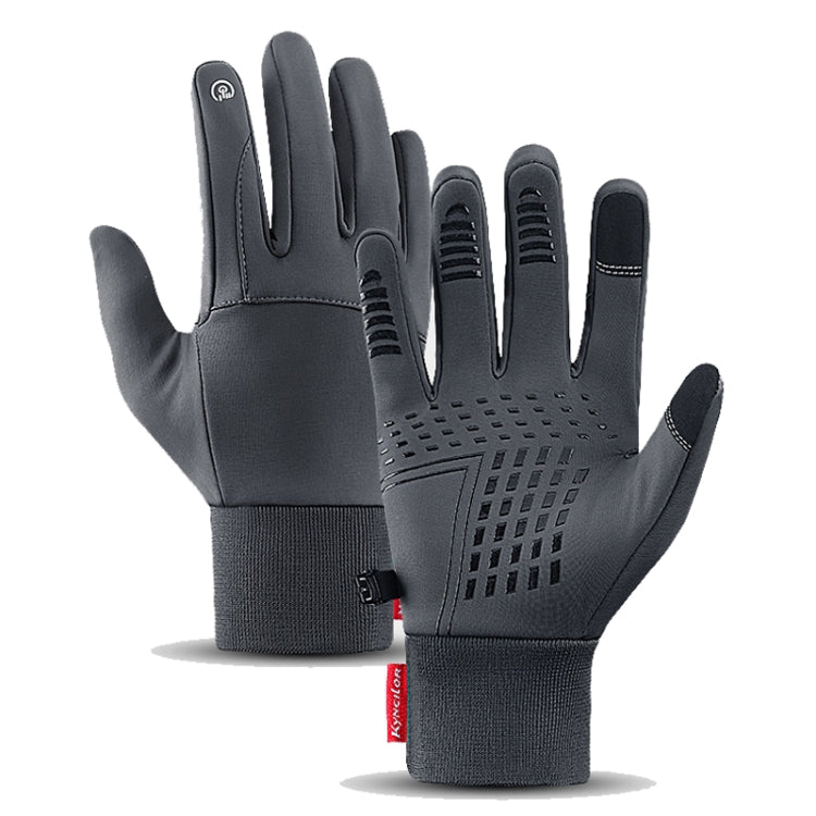 Kyncilor Waterproof Cycling Warm Gloves Two-finger Touch Screen Ultra-soft Velvet Outdoor Gloves, Size: M(Gray) - free shipping - PMC TechLife - Order now!