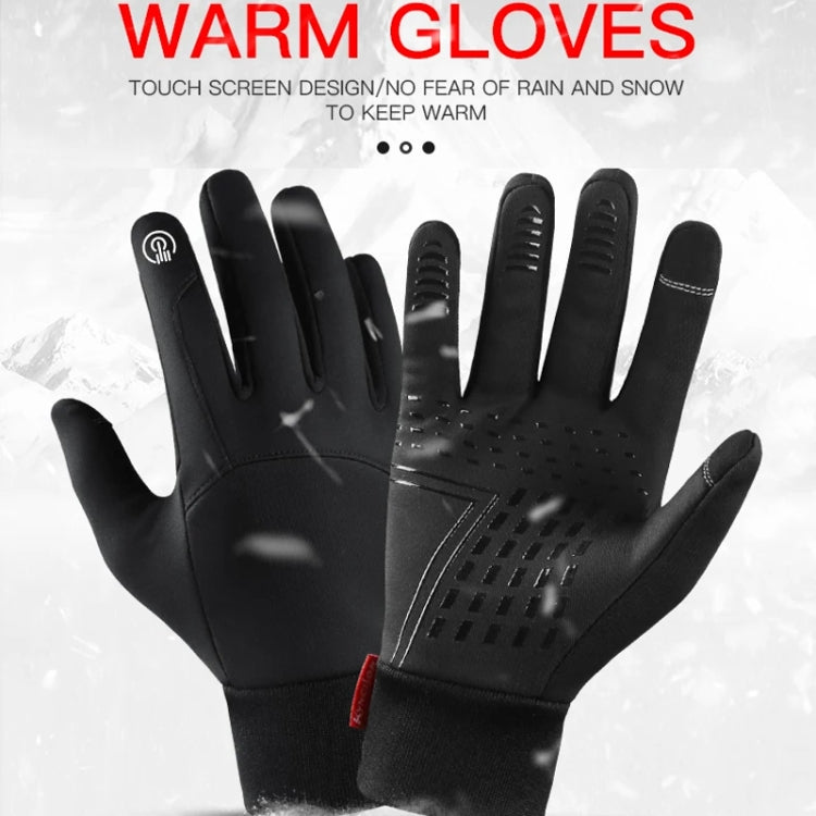 Kyncilor Waterproof Cycling Warm Gloves Two-finger Touch Screen Ultra-soft Velvet Outdoor Gloves, Size: L(Black) - Full Finger Gloves by Kyncilor | Online Shopping South Africa | PMC TechLife | Buy Now Pay Later Mobicred