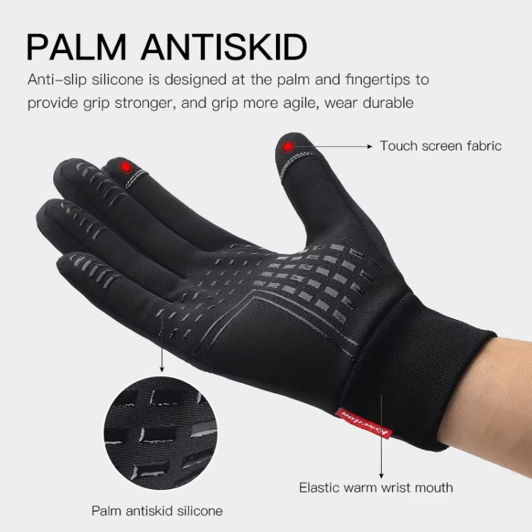 Kyncilor Waterproof Cycling Warm Gloves Two-finger Touch Screen Ultra-soft Velvet Outdoor Gloves, Size: L(Gray) - Full Finger Gloves by Kyncilor | Online Shopping South Africa | PMC TechLife | Buy Now Pay Later Mobicred