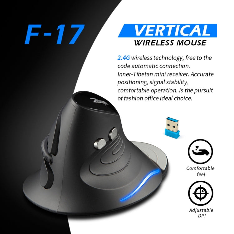 ZELOTES F17 6-buttons Vertical Grip Ergonomic Wireless Mouse(Black) - free shipping - PMC TechLife - Order now!