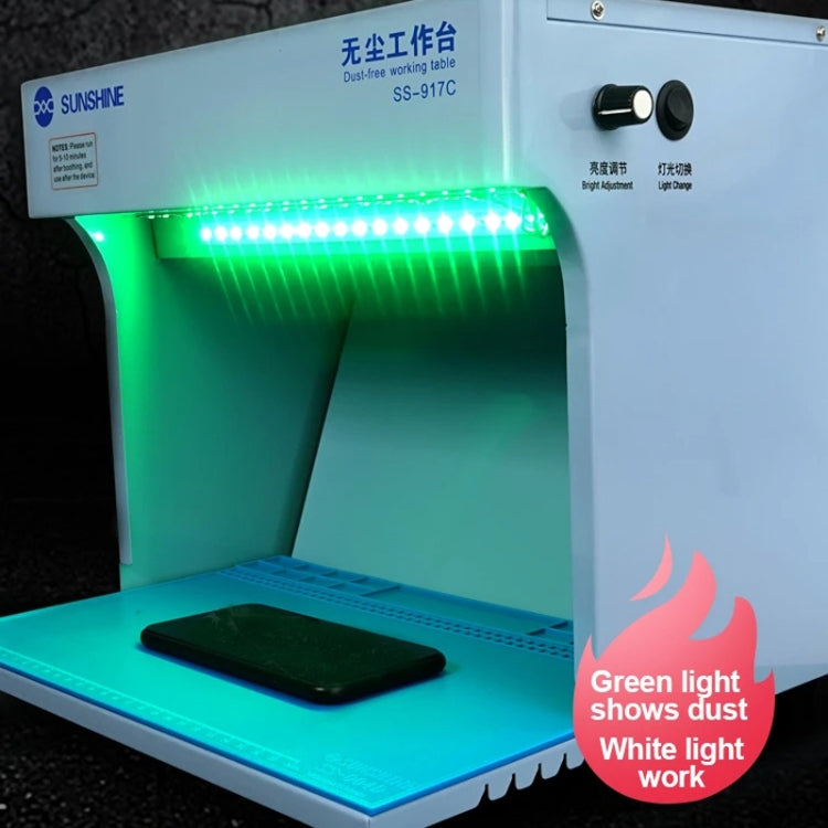 SUNSHINE SS-917C Mobile Phone Screen Repair Dust-free Workbench Green White Light Dual Lamps Dust Display Lamp Operator Bench US Plug - free shipping - PMC TechLife - Order now!