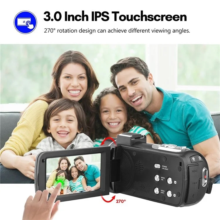 4K  Digital Video Camera 3 Inch IPS Touch Screen 56MP 18X Digital Zoom WiFi Camcorder, Spec: Set 3 - Video Cameras by PMC TechLife | Online Shopping South Africa | PMC TechLife | Buy Now Pay Later Mobicred