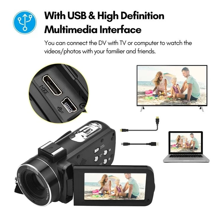 4K  Digital Video Camera 3 Inch IPS Touch Screen 56MP 18X Digital Zoom WiFi Camcorder, Spec: Set 1 - Video Cameras by PMC TechLife | Online Shopping South Africa | PMC TechLife | Buy Now Pay Later Mobicred
