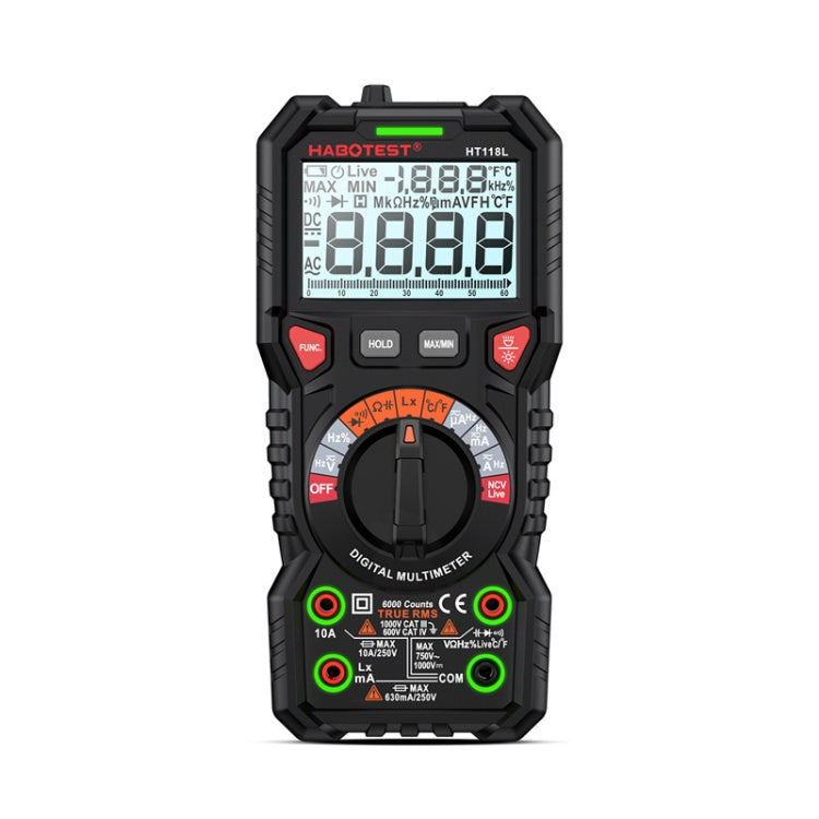 HABOTEST HT118L Mini High Precision Intelligent Anti-Burning Electrician Multimeter(Black) - free shipping - PMC TechLife - Order now!