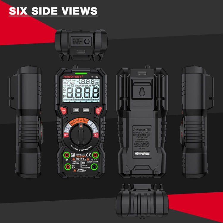 HABOTEST HT118L Mini High Precision Intelligent Anti-Burning Electrician Multimeter(Black) - free shipping - PMC TechLife - Order now!