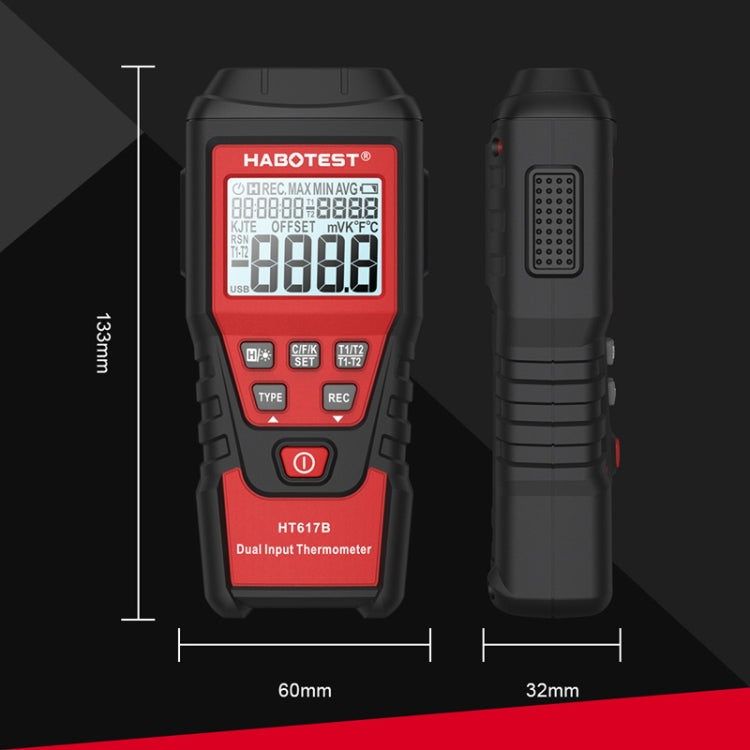 HABOTEST HT617B Digital Dual Channel Thermocouple Thermometer(Black Red) - free shipping - PMC TechLife - Order now!