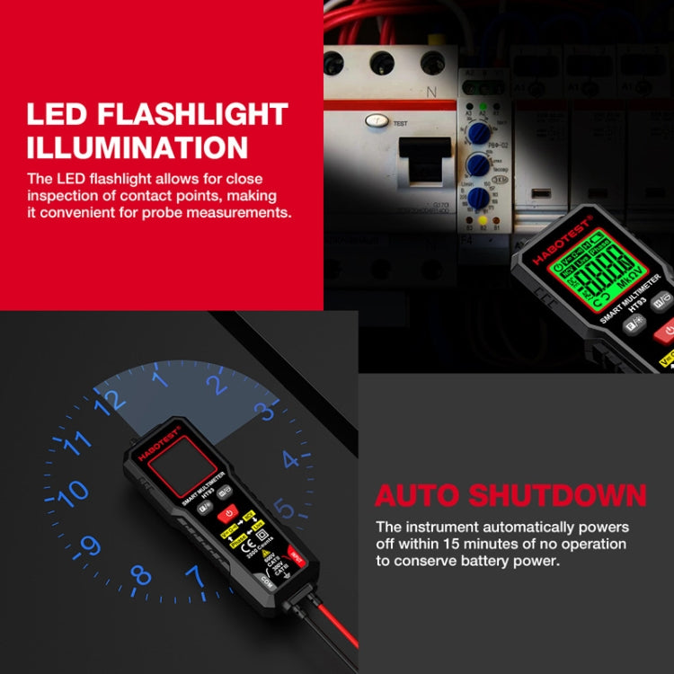 HABOTEST HT93 Phase Sequence Detection Intelligent Anti-Burn-In Fully Automatic Multimeter(Black) - Digital Multimeter by HABOTEST | Online Shopping South Africa | PMC TechLife | Buy Now Pay Later Mobicred