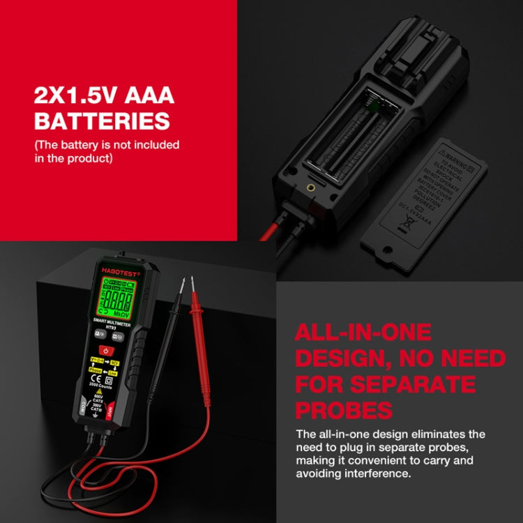HABOTEST HT93 Phase Sequence Detection Intelligent Anti-Burn-In Fully Automatic Multimeter(Black) - Digital Multimeter by HABOTEST | Online Shopping South Africa | PMC TechLife | Buy Now Pay Later Mobicred