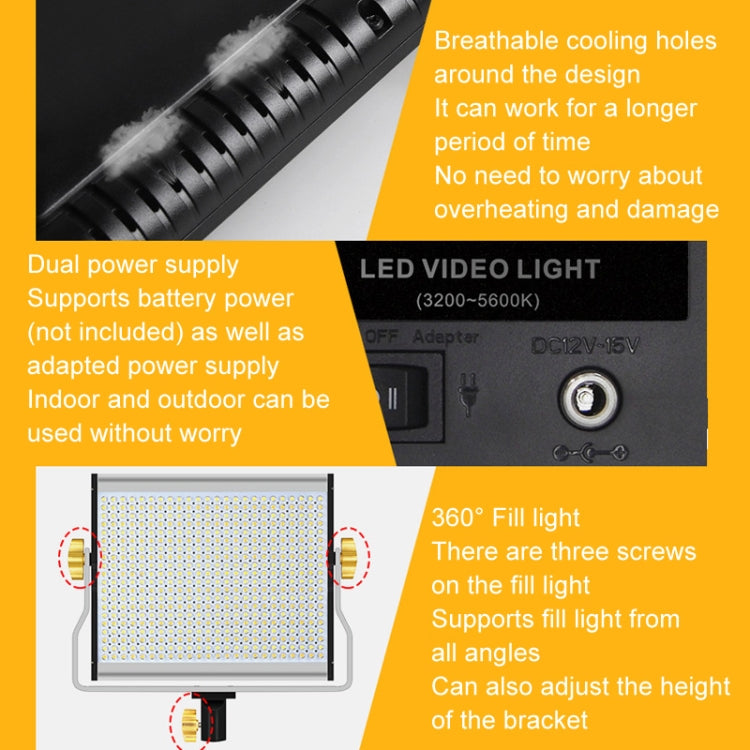 Photography Live LED Fill Light Film And Television Shooting Portrait Soft Video Lighting, Spec: W660 Lamp+EU Plug Adapter -  by PMC TechLife | Online Shopping South Africa | PMC TechLife | Buy Now Pay Later Mobicred